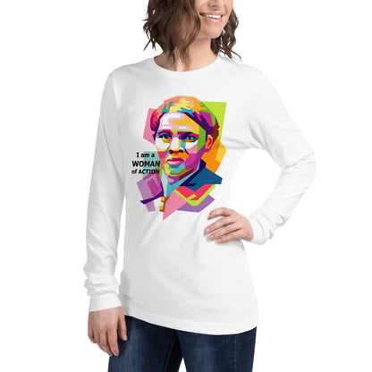 Harriet Tubman A Woman of Action Unisex Long Sleeve Tee White