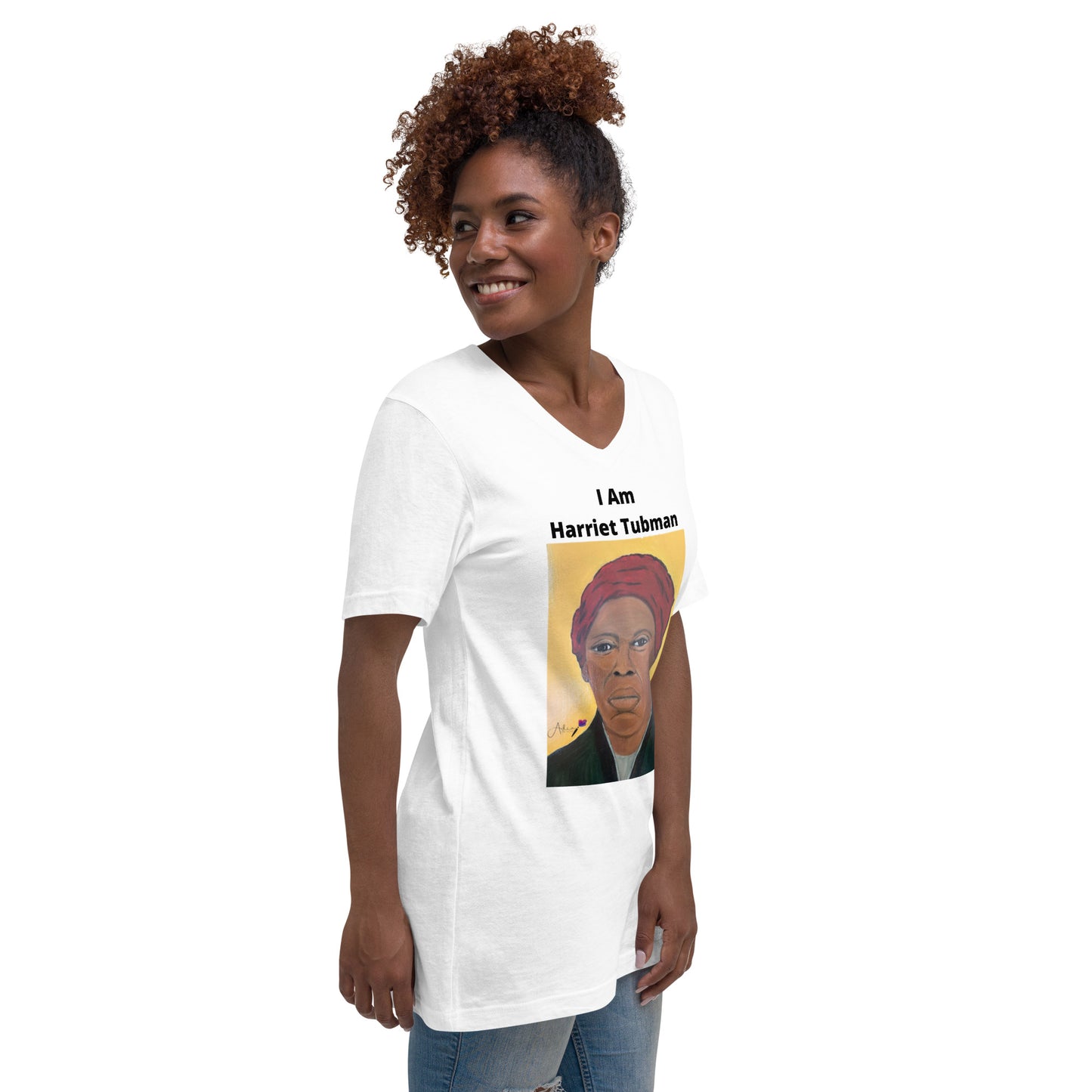 Womens size I Am Harriet Tubman V-Neck T-Shirt