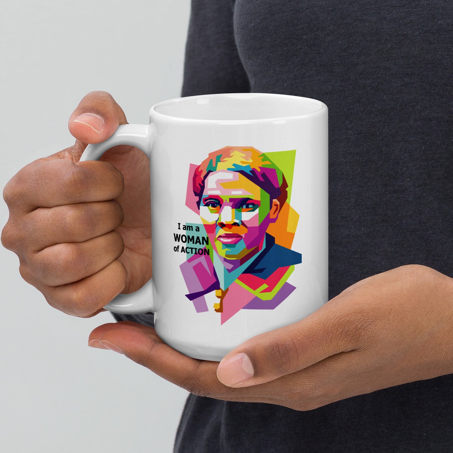 Harriet Tubman A Woman of Action White glossy mug