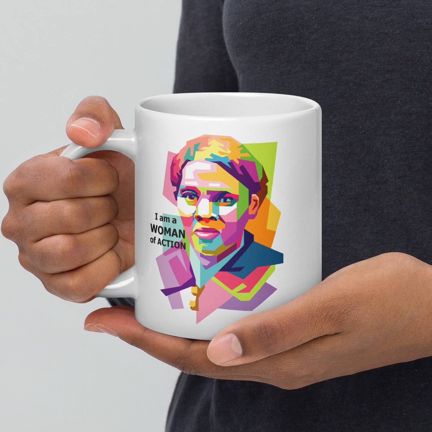 Harriet Tubman A Woman of Action White glossy mug