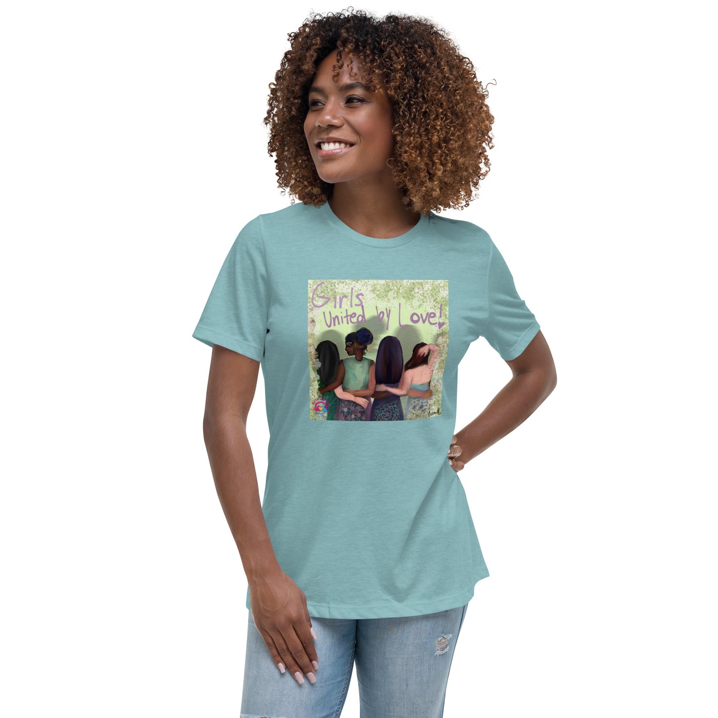 Girls United by Love Women's Relaxed T-Shirt, designed by Ocean Brown