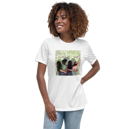 Girls United by Love Women's Relaxed T-Shirt, designed by Ocean Brown