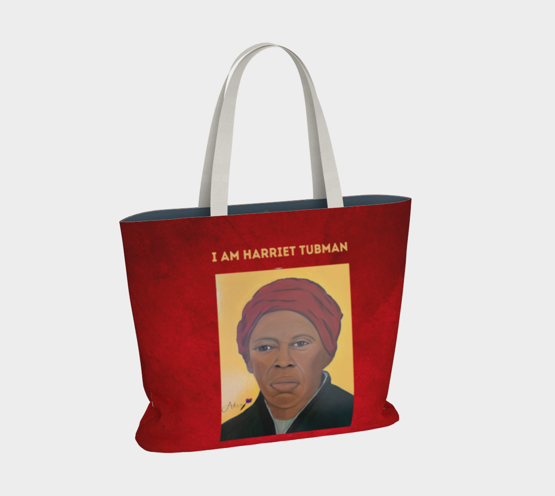 I AM HARRIET TUBMAN Large RED Tote Bag